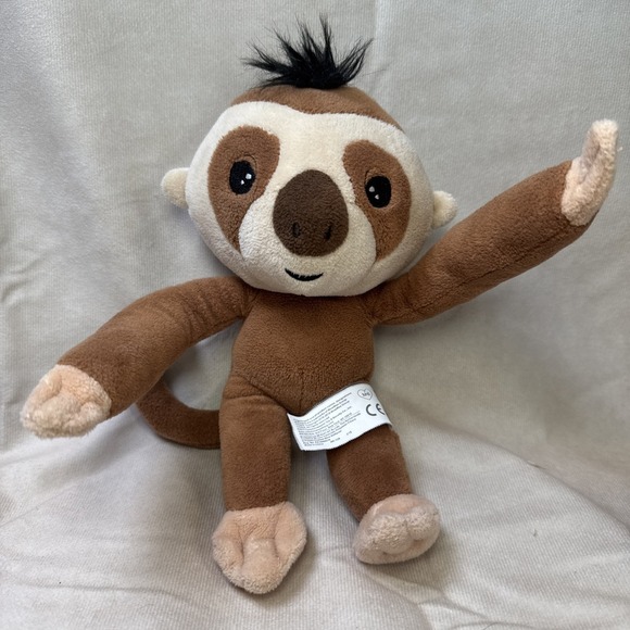 BABY SLOTH Fingerlings 10‎ Inch Posable Plush with Sound, Brown Beige Sloth VGUC - Picture 1 of 12